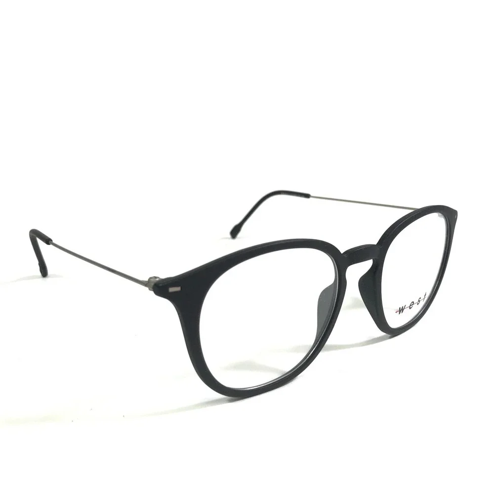 West Italy 99929 C.1 Eyeglasses Frames Black Silver Round Full Rim 49-18-145
